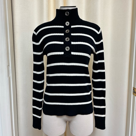 Ralph Lauren Sweaters - Ralph Lauren Black and White Striped Cardigan